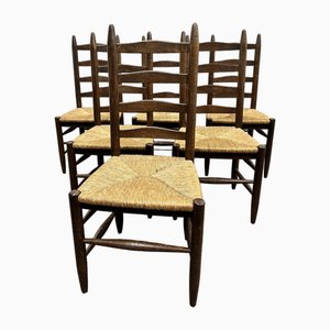 French Oak Dining Chairs, Set of 6