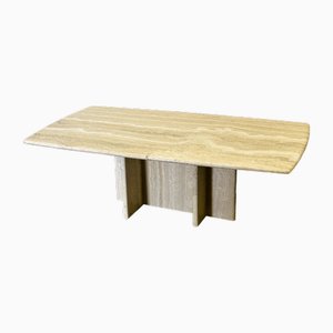 Table Basse Vintage en Travertin et en Marbre, France, 1980s