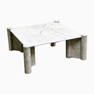 Large Vintage Square Carrara Marble Coffee Table, Italy, 1980s