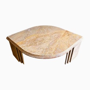 Table Basse Vintage en Forme d' Eyeil en Marbre Coloré, France, 1980s