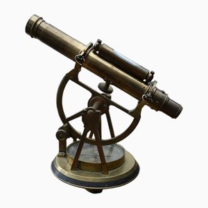 Brass Nautical Alidade Telescope Compass, Glasgow, Scotland, 19th Century