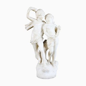 Marble Sculpture of Siblings, 1920s