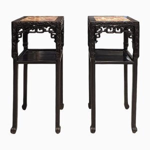 Late 19th Century Qing Dynasty Sellette Tables, Set of 2