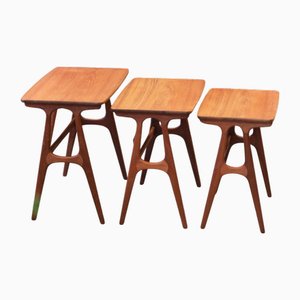 Nesting Table in Teak by Johannes Andersen for CFC Silkeborg, Denmark, 1960s, Set of 3