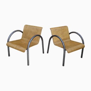 Fauteuils Vintage Design en Métal et Bois, 1950, Set de 2