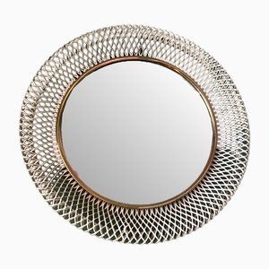 Bauhaus Wall Mirror with Expanded Metal Frame in the style of Mathieu Matégot, France, 1950s
