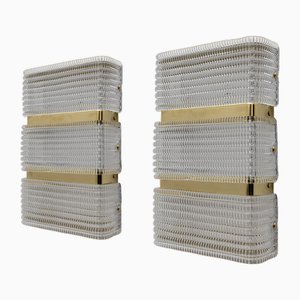 Moderne Italienische Wandleuchten aus Muranoglas & Messing, 1990er, 2er Set