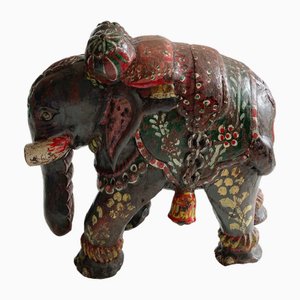 Painted Wood Elephant Figure, 1960s