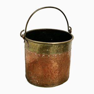 Seau à Charbon en Cuivre Riveté et Laiton, 1890s
