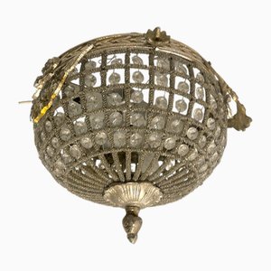 Crystal Beaded Flush Mount, 1980s