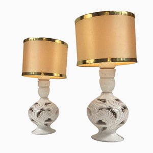 Lámparas de mesa danesas vintage de cerámica perforada de Michael Andersen. Juego de 2