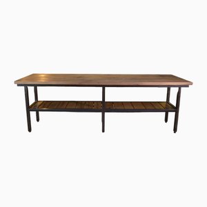 Grande Console Industrielle en Métal et Chêne, 1970s