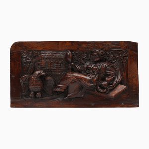 Panel de roble gótico del siglo XVII esculpido a mano, Bélgica