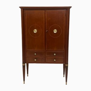 Wood & Brass Bar Cabinet, 1950s