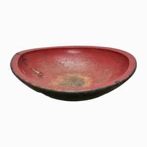 Antique Japanese Wooden Urushi Dough Bowl, 1900s