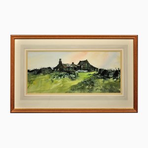 Malcolm Edwards, Welsh Sheepdog, Shepherd and Sheep, Hill Farming in Wales, 1990s, Watercolor, Framed