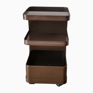 Carrello in plastica marrone su ruote attribuito a Marc Held per Prisunic, Francia, anni '70