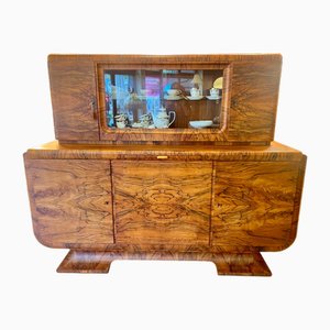 Art Deco Buffet with Olive Wood Veneer and Extendable Marble Worktop, 1922