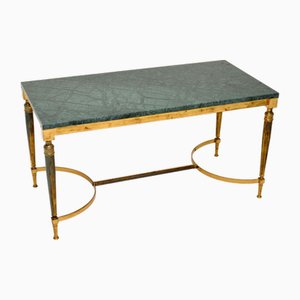Mesa de centro francesa vintage de latón y mármol, años 70