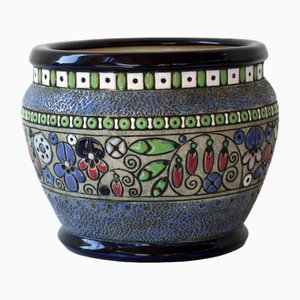 Glasierter Art Deco Keramik Übertopf, 1910