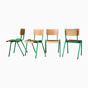 Large Vintage Industrial Stackable Chairs, Set of 4