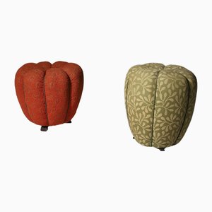 Set of Art Deco Strawberry Poufs by Jindřich Halabala for Up Závody, 1950s