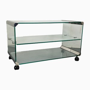 Table d'Appoint Space Age Trolley en Verre de Gallotti & Radice, Italie, 1970s