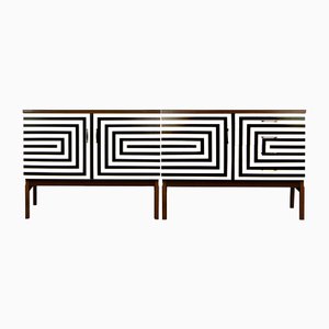 Modular Sideboard with Op Art Motif, 1970s, Set of 2