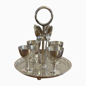 Burette à Oeufs Edwardian en Plaqué Argent, 1900s, Set de 4
