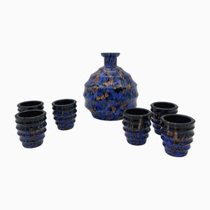 Murano Glas Kaffeeservice & Tassenflasche Toso zugeschrieben, 1930er, 7 . Set
