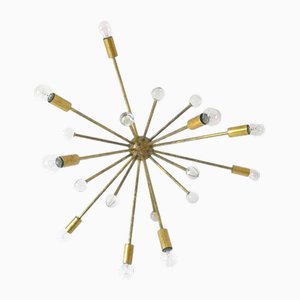 Lampada da parete Sputnik in ottone e vetro di Angelo Lelli, anni '60