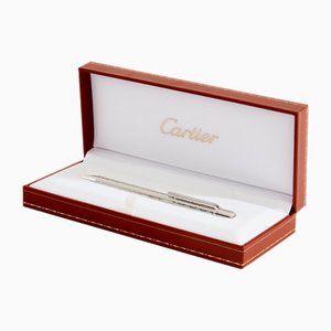 Silver-Plated and Palladium Must II Ballpoint Pen from Cartier, 1980s