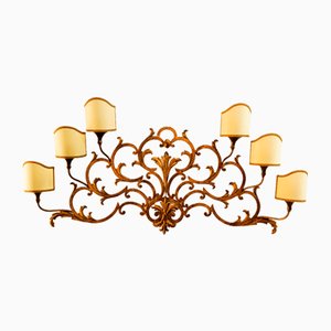 Applique da parete leggera in ferro battuto con pergamene in palladio
