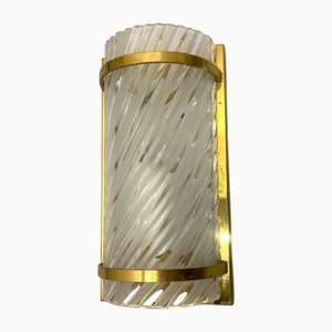 Brass and Crystal Wall Light, 1970s