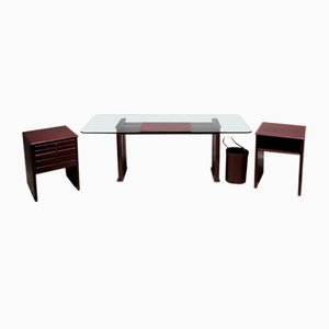 Italian Desk and Office Set by Tito Agnoli for Matteo Grassi, 1979, Set of 4