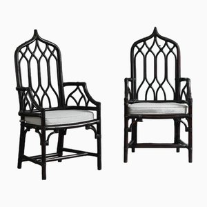 Set of Dark-Finished Bent Bamboo Chairs by Lyda Levi for McGuire, 1970