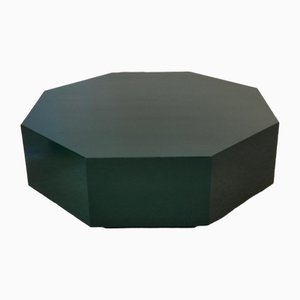 Octagonal Coffee Table in Green Lacquered Wood, 1970s