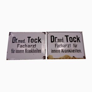 Curved Enameled Doctor's Office Sign, 1960s, Set of 2