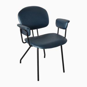 Poltrona da scrivania in metallo laccato nero con rivestimento tridimensionale nero di MiM Production, anni '60