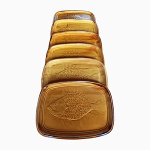 Französische Vintage Fischteller von Saint Clément, 1970er, 6er Set