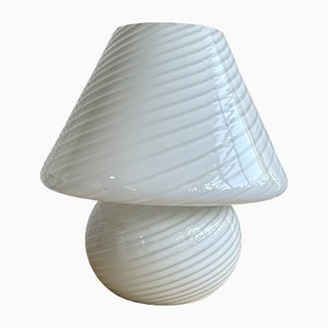 Large Mid-Century Modern Italian Swirl Murano Glass Mushroom Table Lamp, 1970s