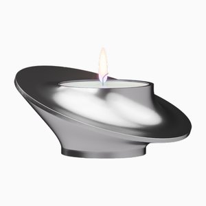 Planar Silver Metal Tea-Light Candleholder by Erwan Le Bozec