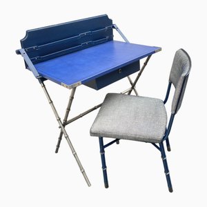 Scrivania e sedia rivestite in pelle di Jacques Adnet, 1950