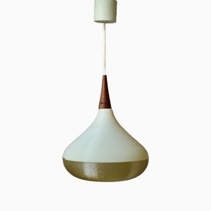 Rotaflex Pendant Light in White and Gold Rhodoid Shape, France, 1950s