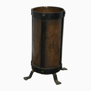 Large Golden Copper Iron Bound Stick Stand, 1890s