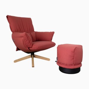 Sillón giratorio Ludo con puf de Patricia Urquiola para Cappellini, 2020. Juego de 2