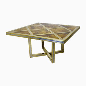 Table en Laiton Plaqué Nickel et Doré par Romeo Rega, 1970s