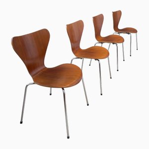 Sillas 3107 de Arne Jacobsen para Fritz Hannssen, 1973. Juego de 4