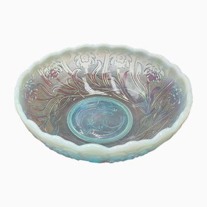 Scodella blu opalescente di Northwood Glass Company, fine XIX secolo