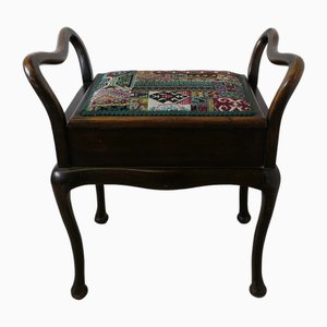 Tabouret de Piano Édouardien Rembourré en Bois Courbé, 1890s